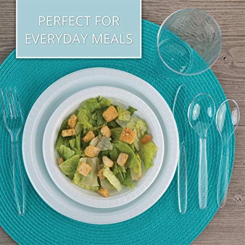 PLASTICPRO Plasticpro Disposable Clear Plastic Soup Spoons Heavyweight Utensils Pack of 50 Count