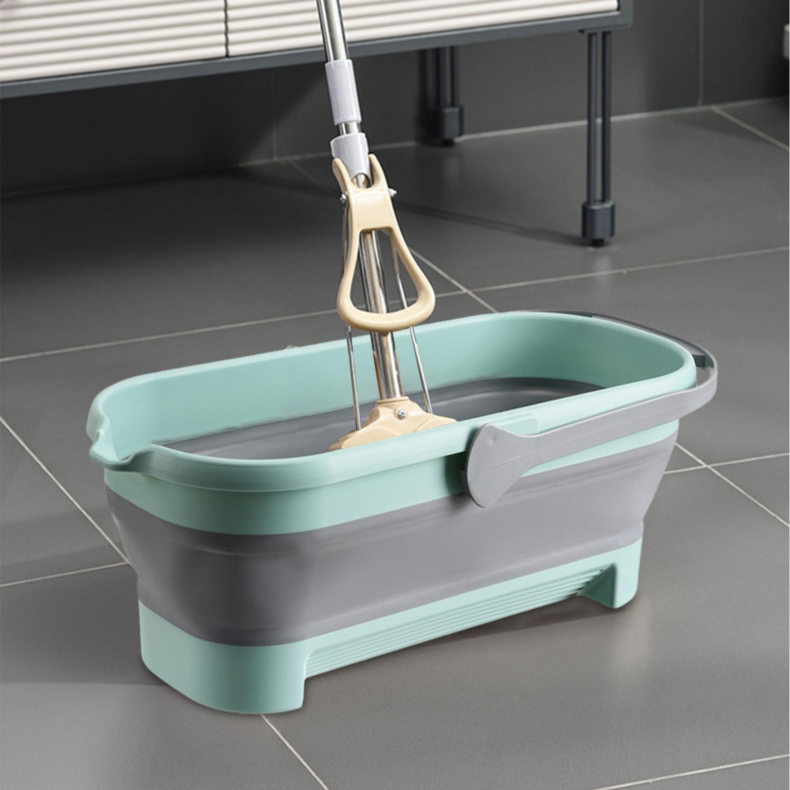 Naysku Large Collapsible Bucket - Collapsible Rectangular Handy Basket/Bucket, Portable Rectangular Folding Bucket with Sturdy Handle, Multiuse Water Bucket for Cleaning Mop, for Camping, Beach Trips