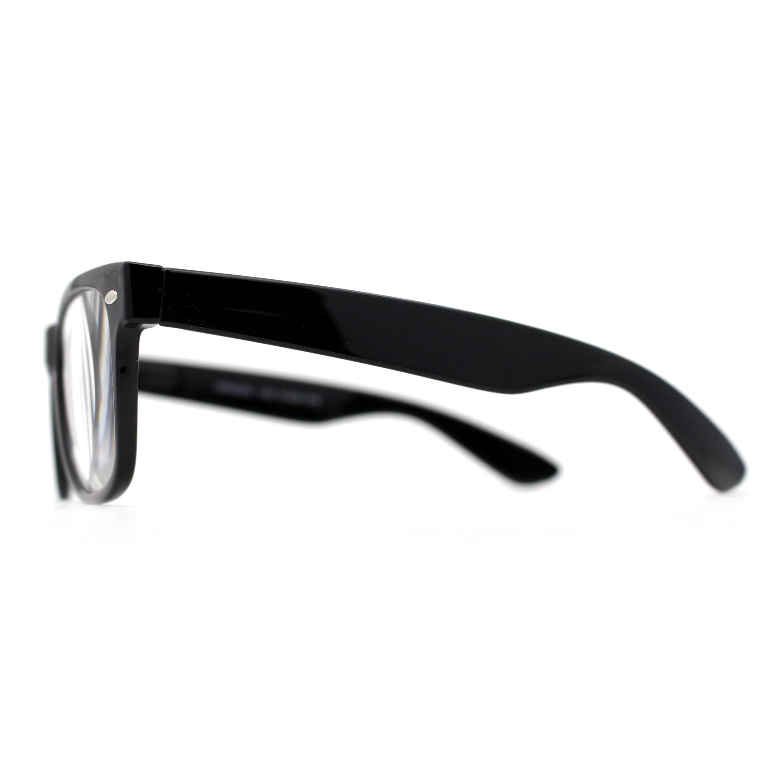 SA106 Classic Hipster Horn Rim Reading Glasses Black +1.5