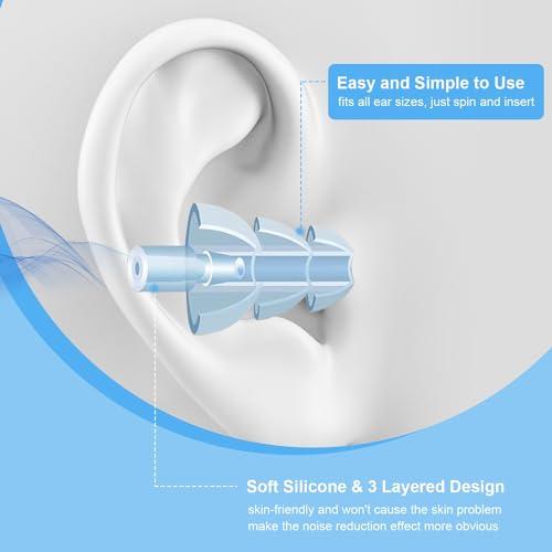 AXBUS Ear Plugs for Sleeping,12 Pair Earplugs Noise Canceling Soft Silicone Ear Plug Reusable Earplugs for Sleep,Concert,Swimming,Study,Loud Noise,Snoring(Black Blue Purple)