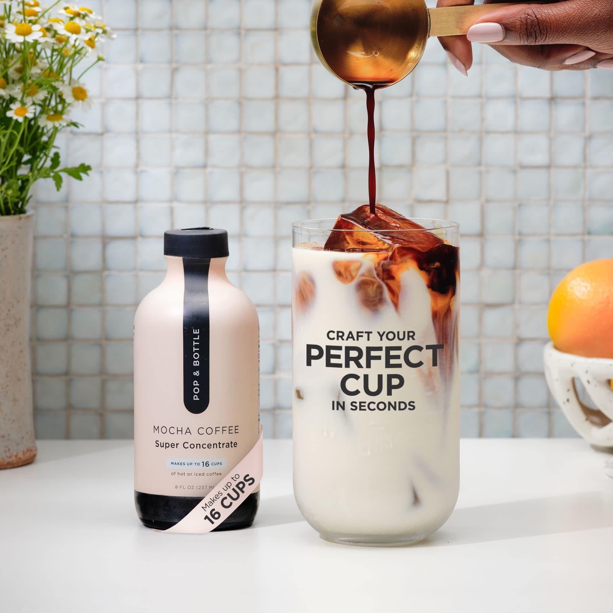 Pop & Bottle Pop & Bottle Coffee Concentrate - Cold Brew Concentrate, Iced Coffee Concentrate Liquid for Instant Ice Coffee & Cold Brew, Dairy Free, Makes Up to 16 Cups, USDA Organic - Mocha, 8 Fl Oz (2 Pack)