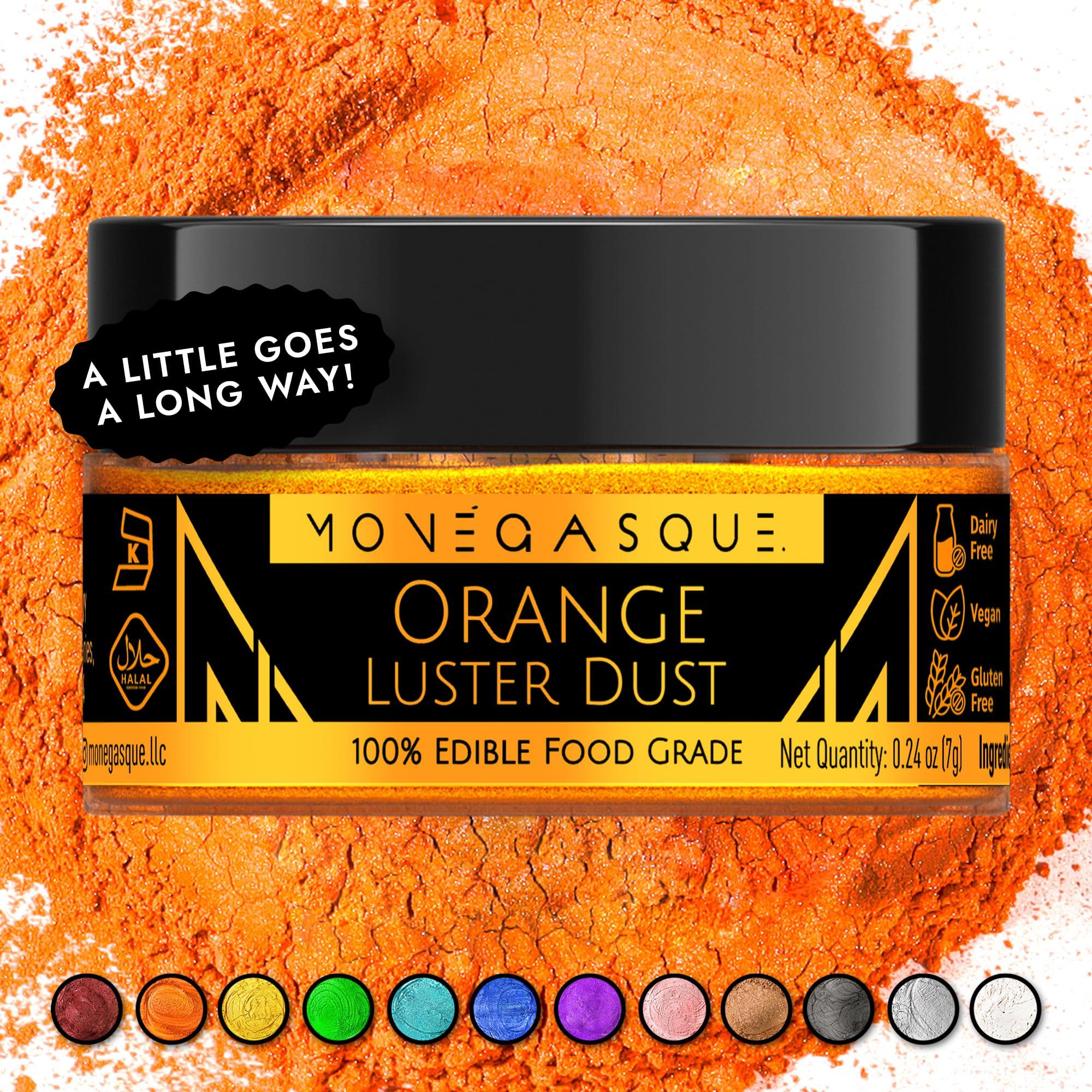 MONÉGASQUE MONGASQUE Orange Edible Glitter for Cakes 7g Valentines Drink Glitter Edible Cake Decorations Glitter Orange Edible Glitter for Drinks Cake Glitter Luster Dust Edible Glitter for Cocktails