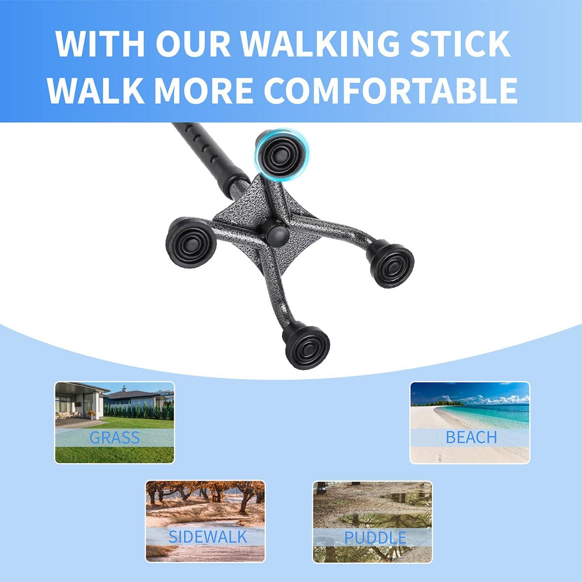 LIXIANG LIXIANG Quad Walking Cane Collapsible Canes for Women Men Independent Standing Function Knee Injury, Mobility and Leg Surgery Recovery for The Elderly and Adults