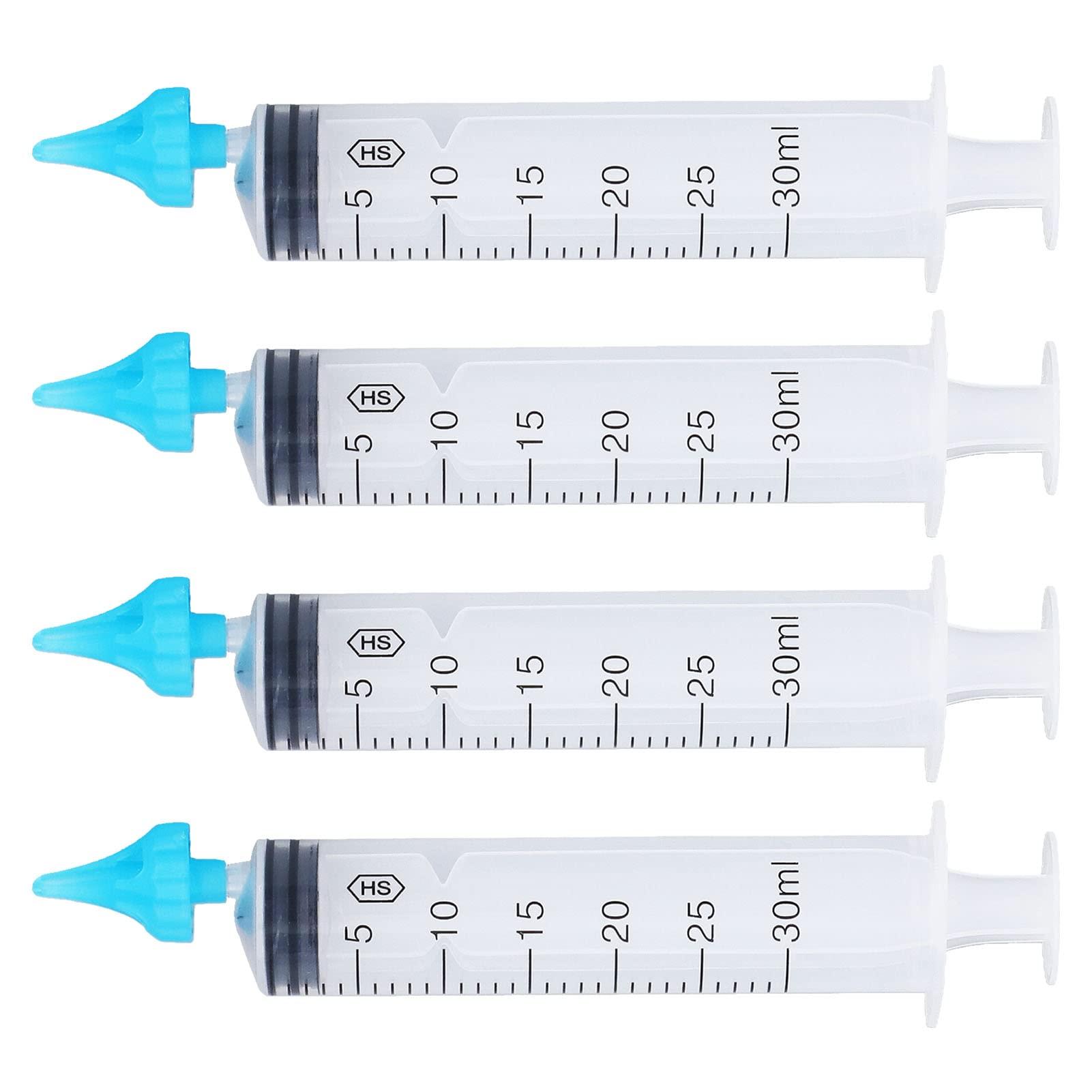 Airshi Ear Wax Syringe 4pcs Ear Irrigation Syringe 20ml 30ml Portable for Adult Kids Cleaning