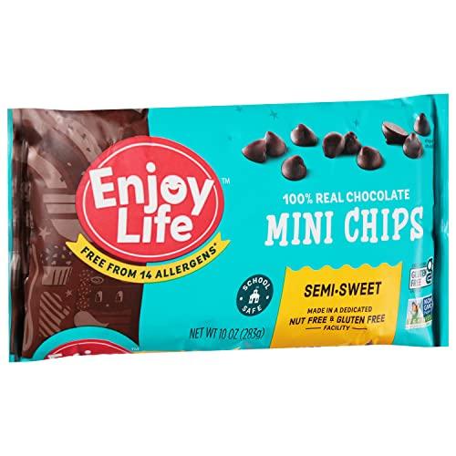 Enjoy Life Foods Enjoy Life Baking Chocolate Semi-Sweet Mini Chocolate Chips, Gluten Free, School Safe, Non GMO, Dairy Free, Soy Free, Vegan, Nut Free Chocolate, 12 Bags (10 oz) Bulk Chocolate