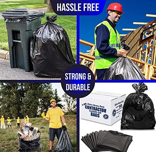 C-Town Plastics Contractor Construction Garbage Bags - Large Black Trash for Construction, Moving, Cleaning Heavy Duty 3 Mil Thick Plastic Bag 42 Gallon, 32x50'', 40 Count (Pack of 1) (ContractBags4240ct)