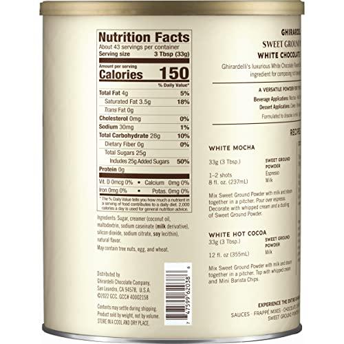 Ghirardelli Chocolate Company Ghirardelli Sweet Ground Premium Powder 3 Flavor Variety, 1-3 Pound Can Each, White Chocolate, Chocolate, and Dark Chocolate with Ghirardelli Stamped Barista Spoon