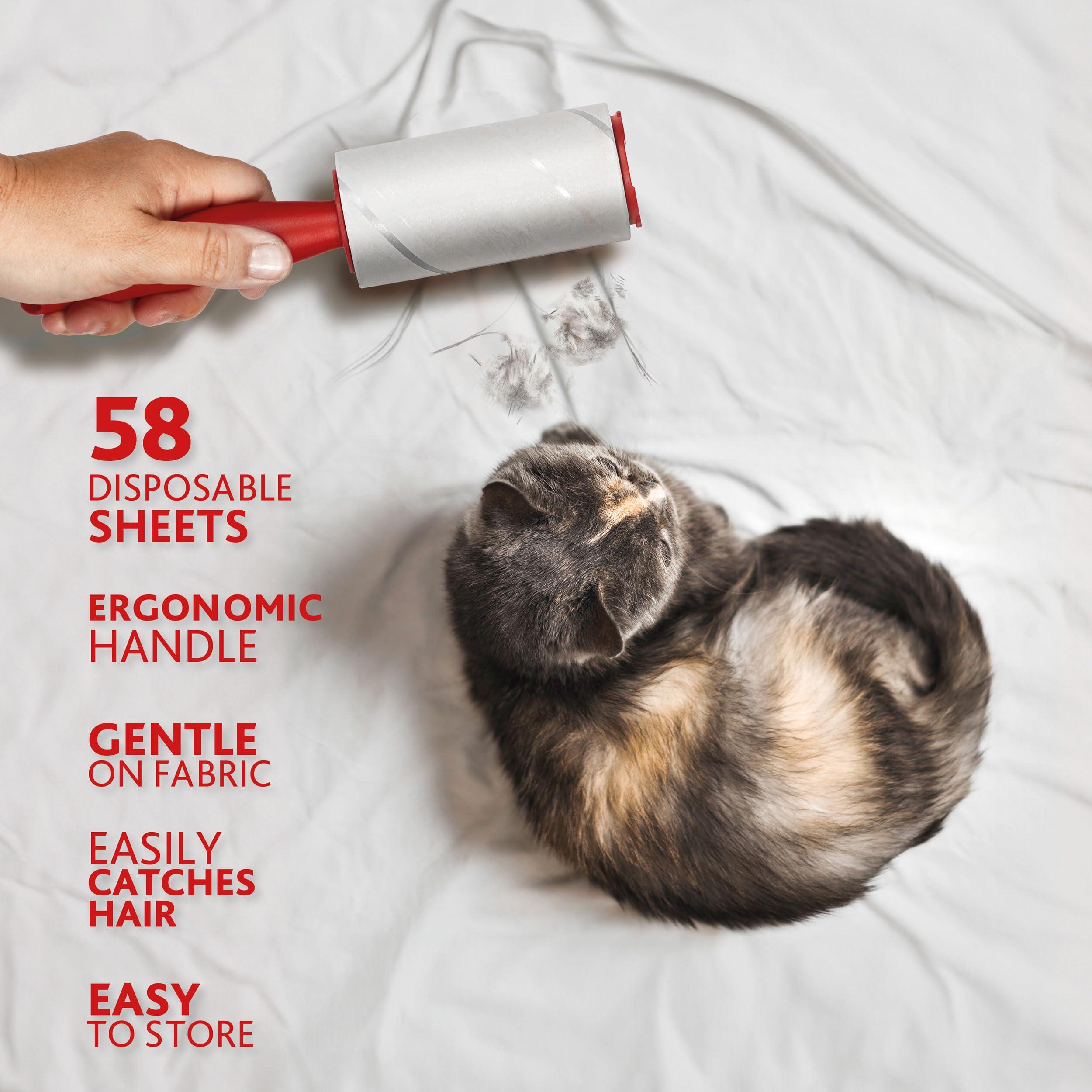 Vileda Vileda - Lint Roller Brush/Adhesive Sticky/Animal Hair Brush - 58 Sheets Per Roll - Red Handle