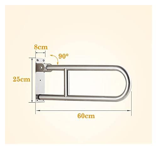 ALDEPO Grab Bars Upturn U-Shaped Safety Handrail, 304 Stainless Steel Foldable Toilet Grab Bar, Wall-Mounted Bathroom Anti-Slip Folding Grab Rail, Elderly Support Handle ( Color : Brushed , Size : 60cm )