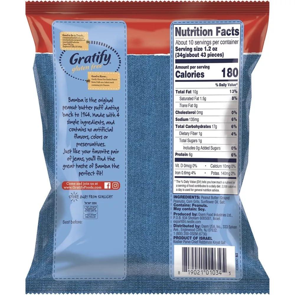 Bamba Osem Peanut Butter Puffs - Oven Baked Snack - 24 Ounce Total - 2 - 12 Ounce bags