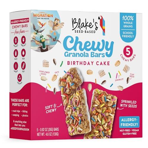 Blake's Seed Based Blake’s Seed Based Chewy Granola Bars — Birthday Cake (5 Count), Vegan, Gluten Free, Nut Free & Dairy Free, Healthy Snacks for Kids or Adults, School Safe, Low Calorie Soy Free Snack