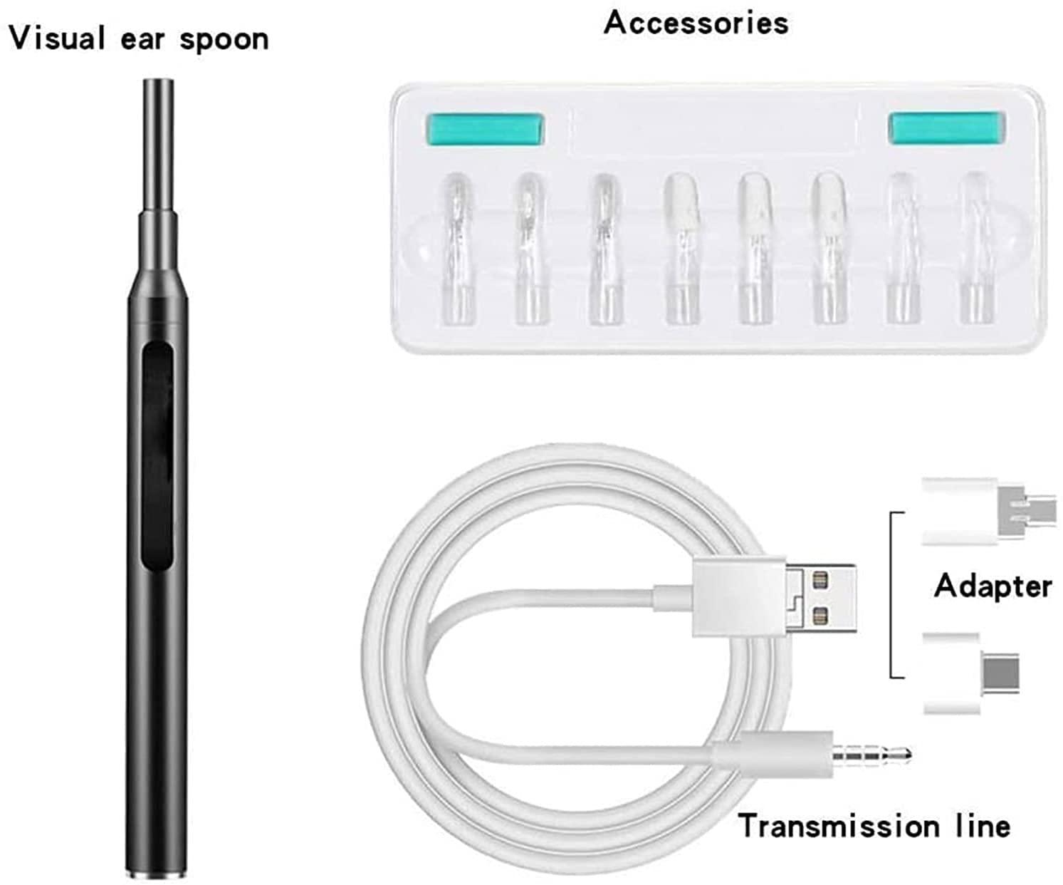 SMSOM SMSOM Ear Wax Removal Tool with Camera,Ear Wax Cleaner Tools with 1080P HD Ear Otoscope,Earwax Cleaner Pick Kit (Black)