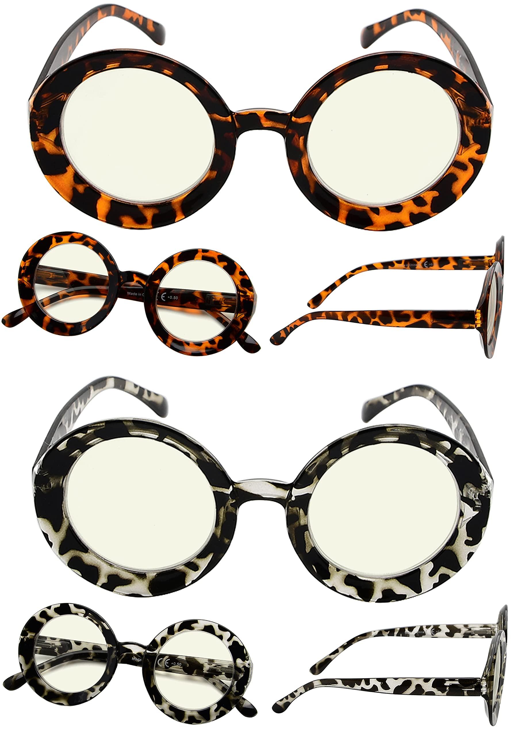 LUR LUR Blue Light Blocking Reading Glasses for Women - 4 Pack Round Computer Readers +1.00