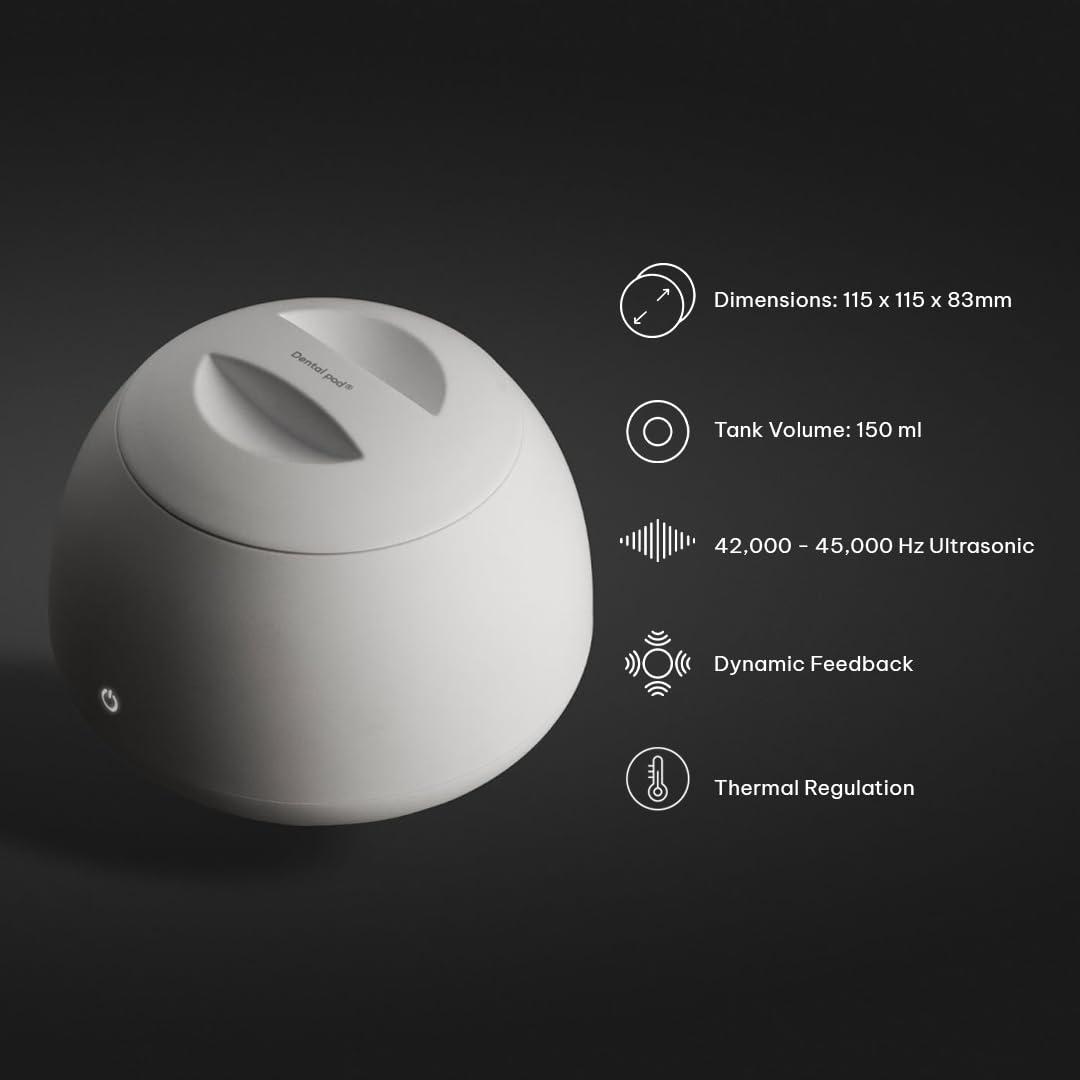 Zima Dental Zima Dental Pod | Arctic White | Ultrasonic Retainer Cleaner Machine | Aligner, Nightguard, Mouth Guard, Denture Cleaner | Oral Dental Care FSA HSA Approved