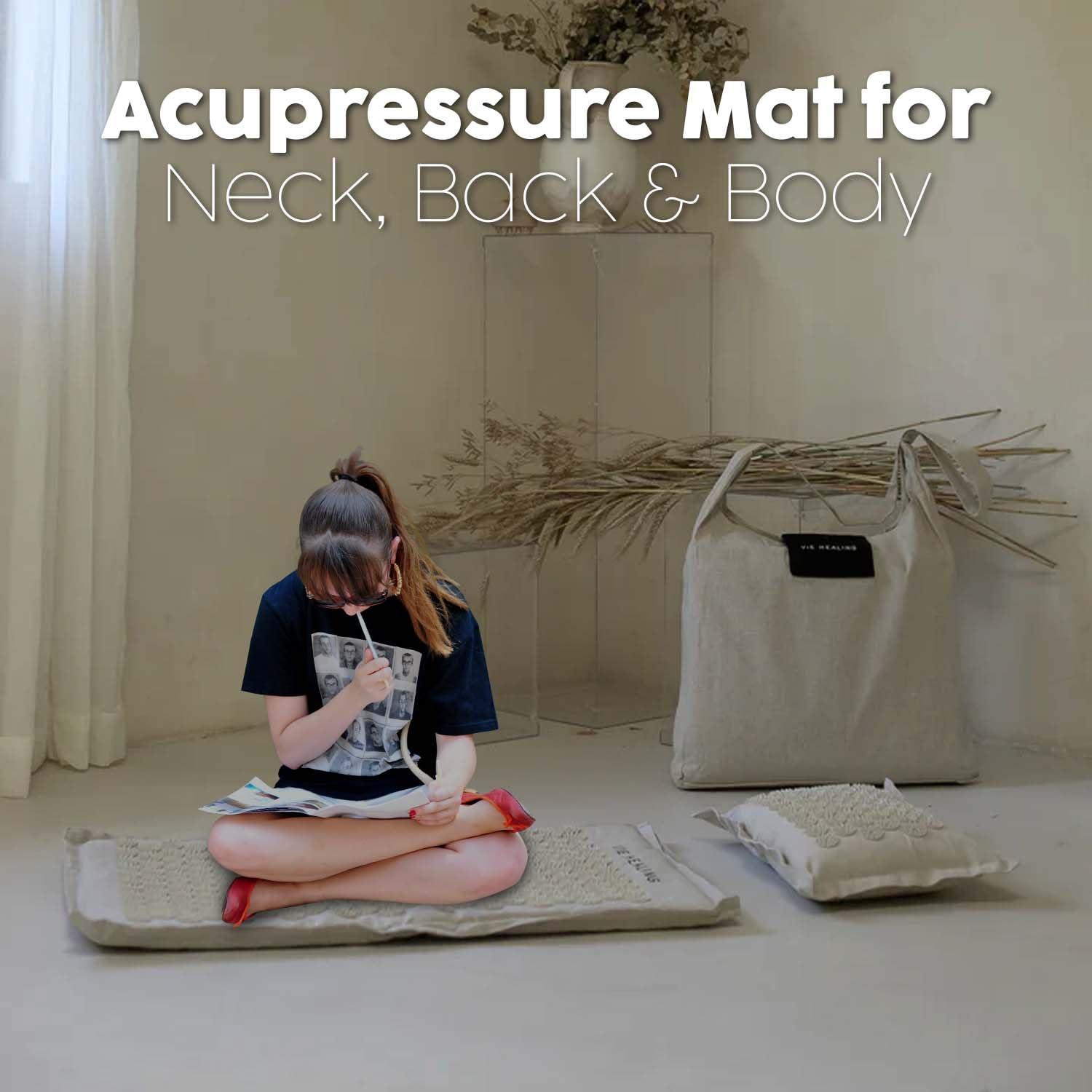 Vie Healing Vie Healing Acupressure Mat for Muscle Relaxation - Acupressure Mat for Back and Neck Pain Relief - Acupressure Mat Full Body - Stress Reduction Acupressure Mats - Extra-Long Yoga Acupressure Mat Set