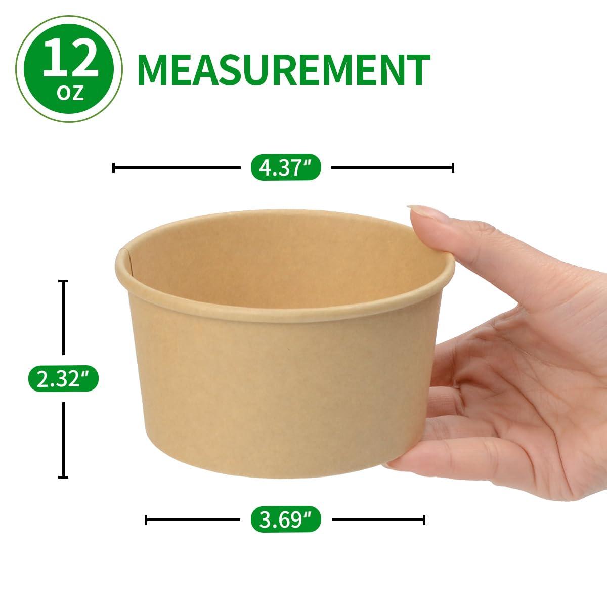 bloomoon bloomoon 12 oz Paper Ice Cream Cup 90 Pack, Leak Proof Wide Round 12 oz Paper Ice Cream Bowl for Dessert Snack Frozen Yogurt