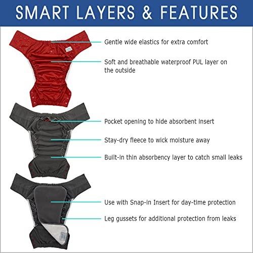 Ecoable Special Needs Big Kids\' Protective Briefs: Pull-on Cloth Diaper for Incontinence and Potty Training, Age 6-16 Years (Black Arrow, Junior 1)