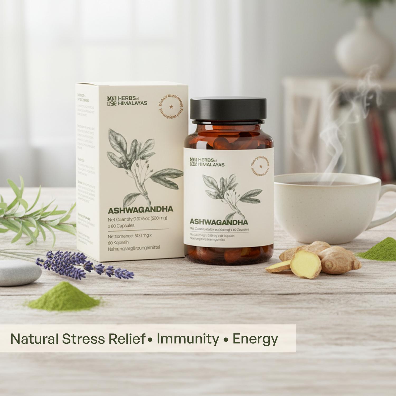 Herbs of Himalayas Herbs of Himalayas Ashwagandha Capsules – Natural Energy (60 Capsules) - Pack of 2