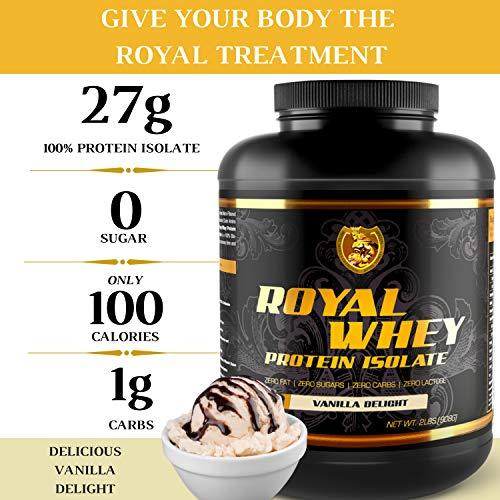Royal Sports Nutrition RSN Royal 100% Isolate Protein Powder | 27g Protein Isolate | 0 Sugar | 1g Carbs | 5 lbs | 76 Servings | Vanilla Delight