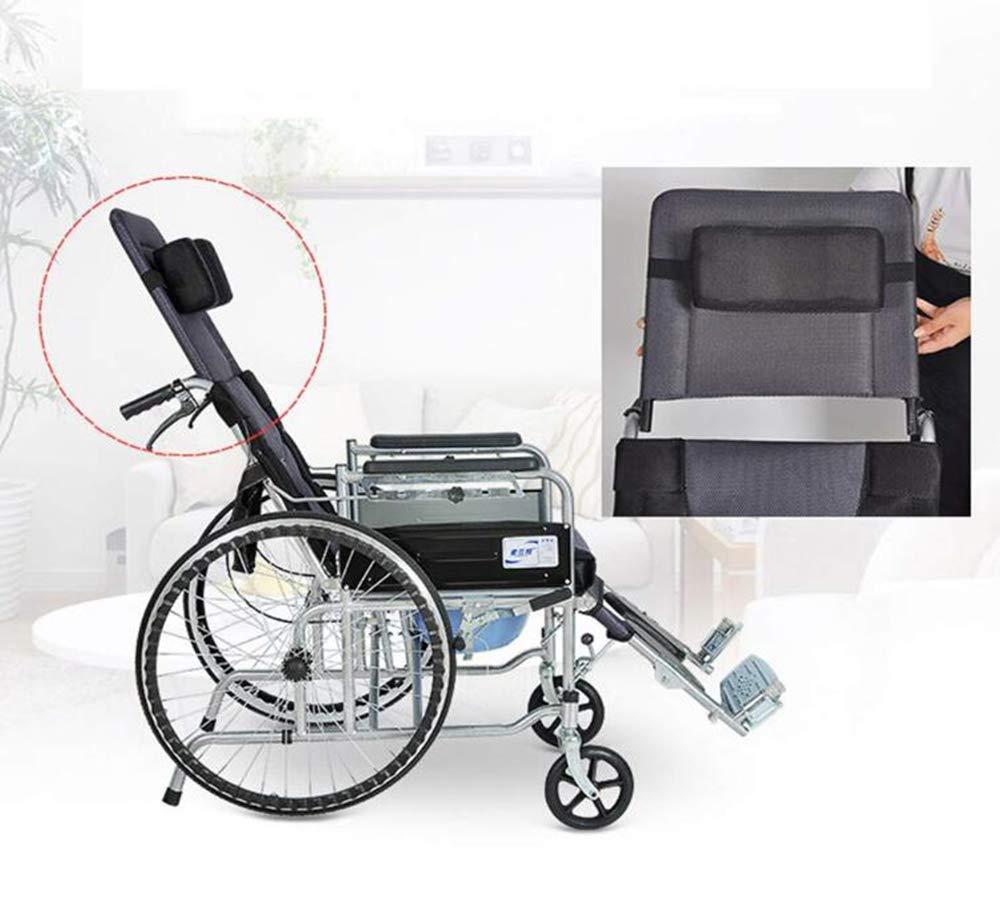 Mustbe Strong Lightweight Folding Aluminum Alloy Medical Wheelchair with Toilet Seat Multifunctional Trolley Adjustable backrest and Lifting Legs to Rest