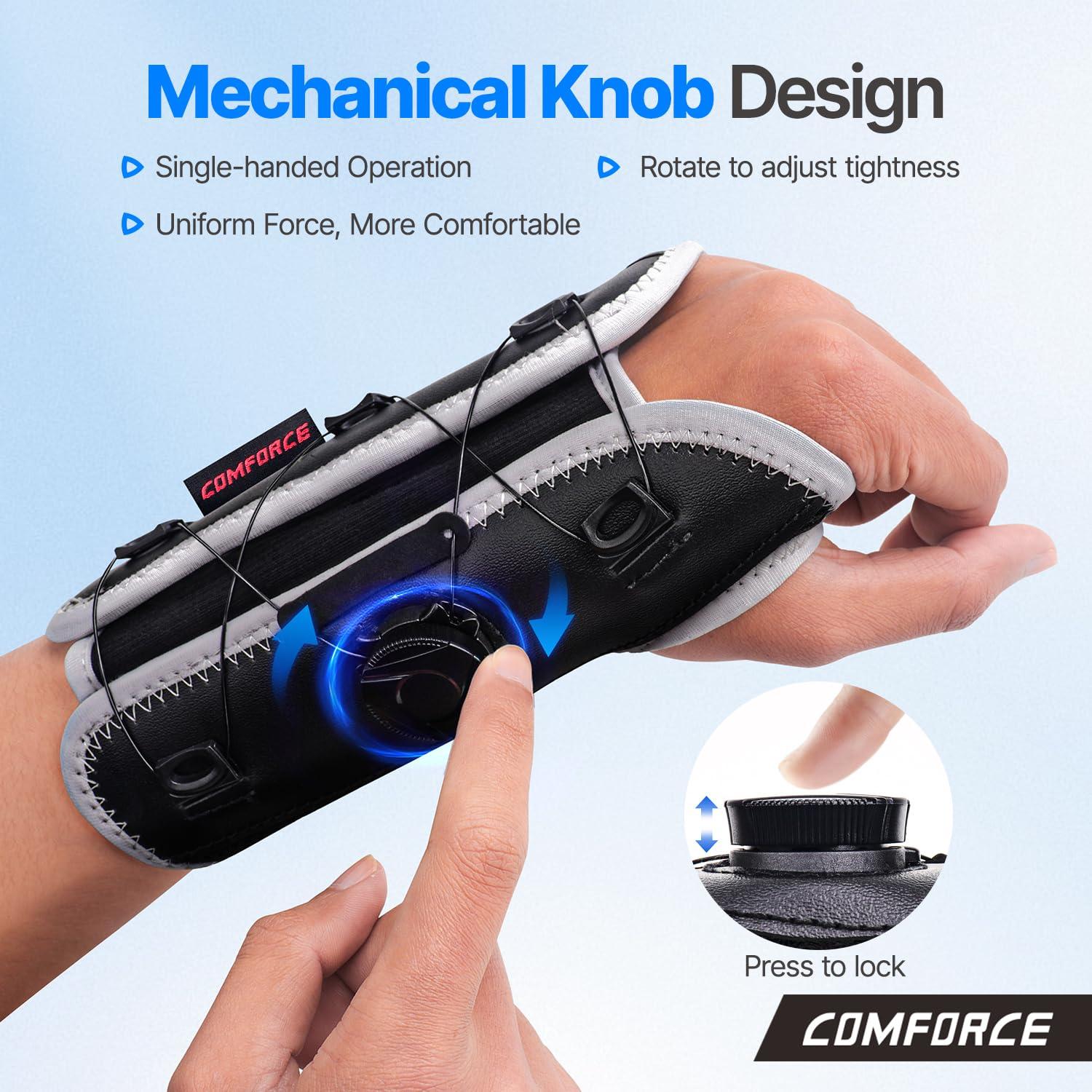 COMFORCE COMFORCE Wrist Brace for Carpal Tunnel, Adjustable Knob Wrist Support Stabilizer Hand Brace Night Support for Arthritis Tendonitis Sprains Wrist Pain, Fits Left & Right Hand Men and Women (5.5-9.5 inches)