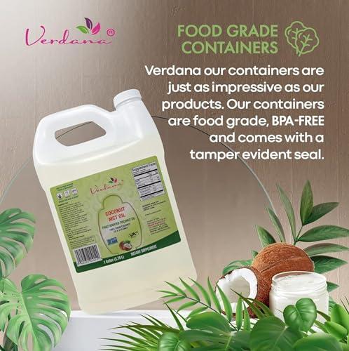 Verdana Verdana MCT Oil, Fractionated, 100% from Coconut - 1 Gallon - Kosher Food Grade, Vegan, Non-GMO - Great for Keto and Paleo Diet, Oil Pulling Oral Rinse Mouthwash (128 Fl Oz)