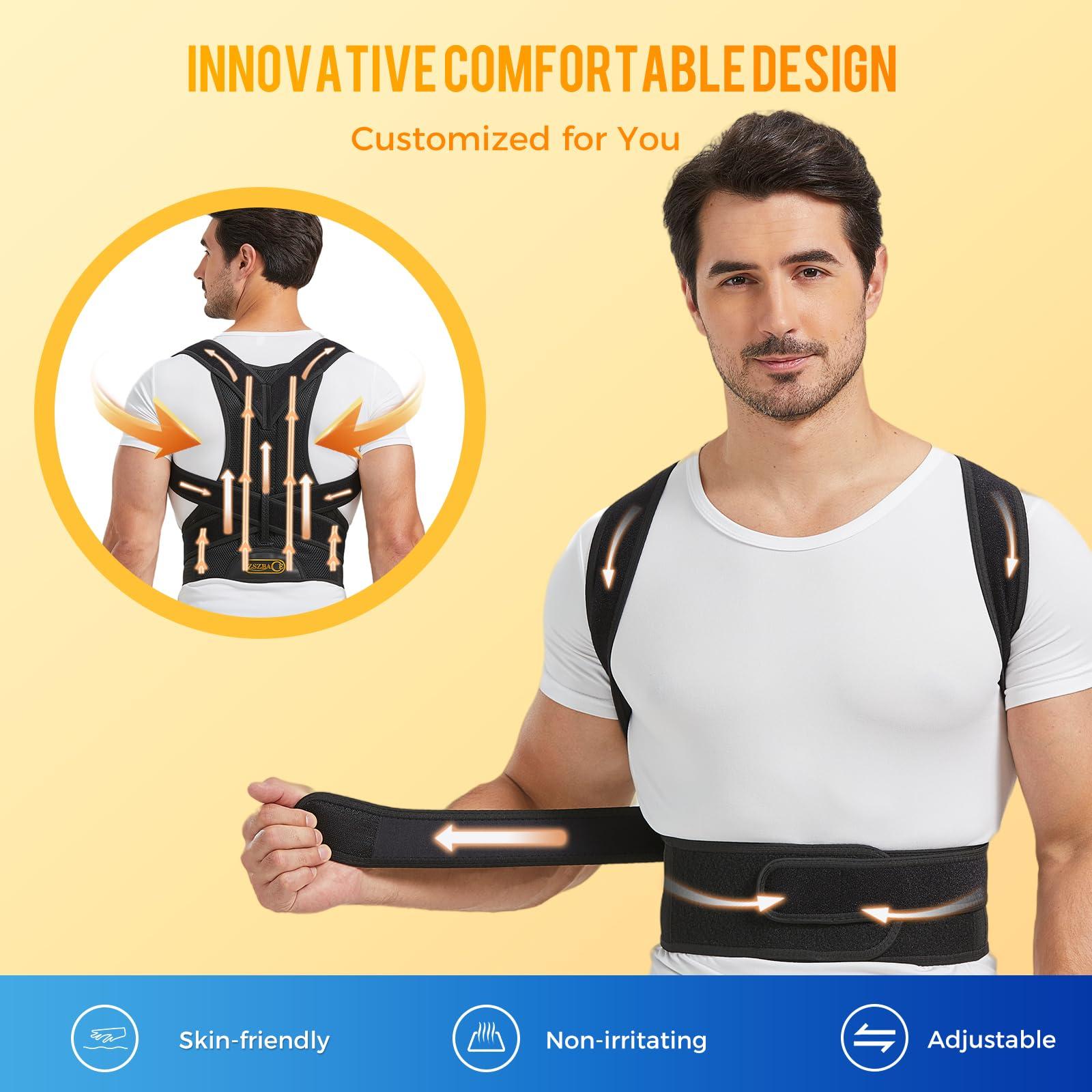 ZSZBACE ZSZBACE Back Brace Posture Corrector for Men and Women, Full Adjustable for Upper and Lower Back Pain Relief- Scoliosis Hunchback Thoracic Spine Corrections and Back Support