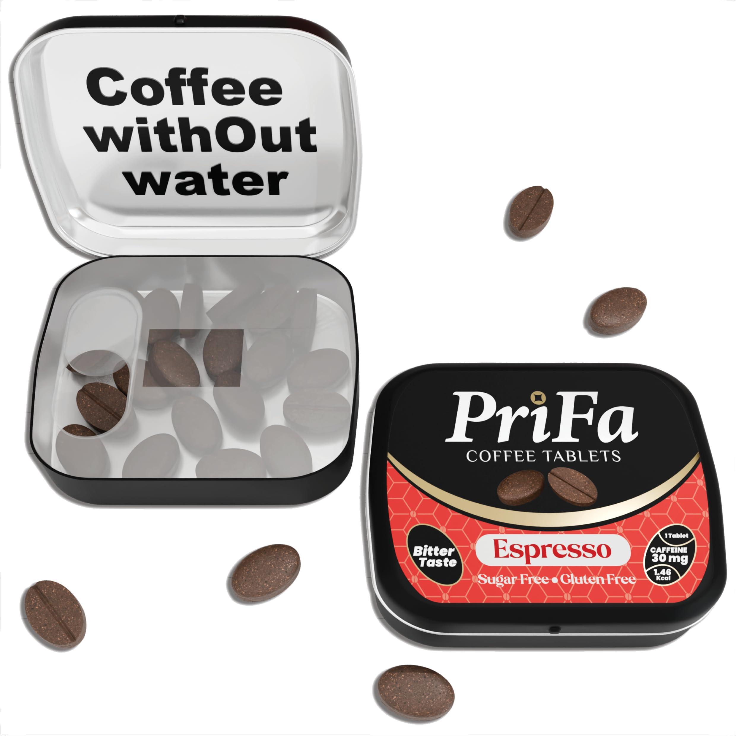 Prifa PriFa Coffee Tablets, Pocket Coffee Espresso To Go - Unsweetened Real Coffee Absorbable Coffee Candy - Natural Sugar Free Instant Coffee, Caffeine Mints for Keto (Espresso, 1 Pack, 25 Tablets)