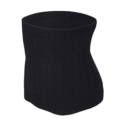 Greenery-GRE Soft Warm Knit Compression Waistband Back Brace Lumbar Support Wrap Slim Waist Trimmer Kidney Binder Belly Stomach Warmer Belt- Help Pain Relief Surgical Recovery (Black, L: for Waistline 35"-42")