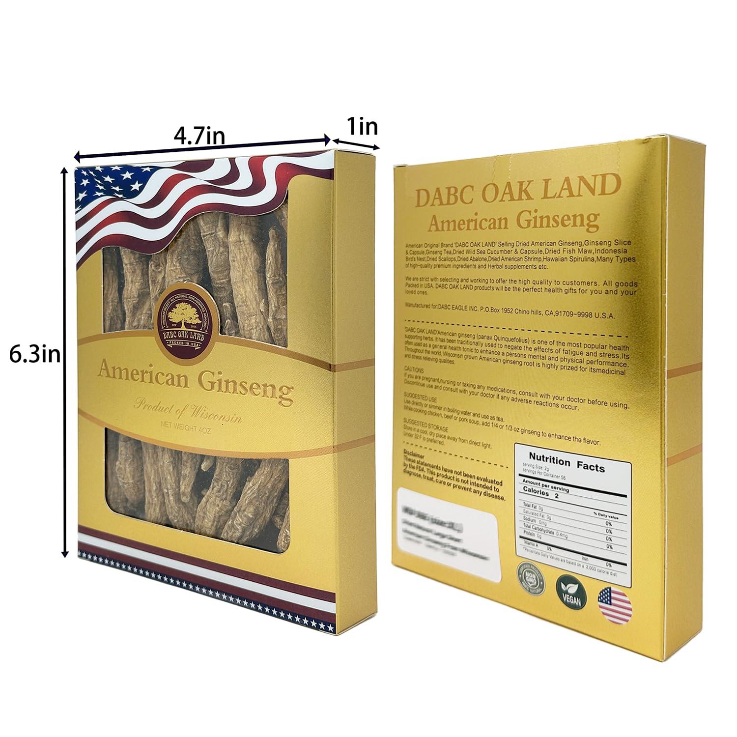DABC OAK LAND DABC OAK LAND DOL Hand Selected Cultivated Wisconsin American Ginseng Pearl Ginseng / - in Box. (Small 4oz/Box)