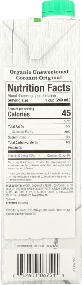 Pacific Natural Foods Pacific Natural Foods Organic Coconut Beverage Unsweetened Original -- 32 fl oz - 2 pc