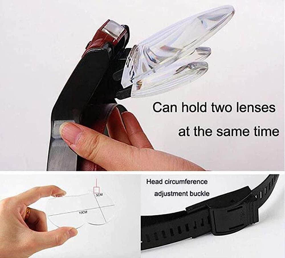 KNOXC KNOXC Magnifiers, Hands Free Headband Magnifier with Led Light,1X to 4.5X Zoom with 5 Detachable Lenses-Head Mounted Head Magnifying Glasses with Light for Reading,Jewelry