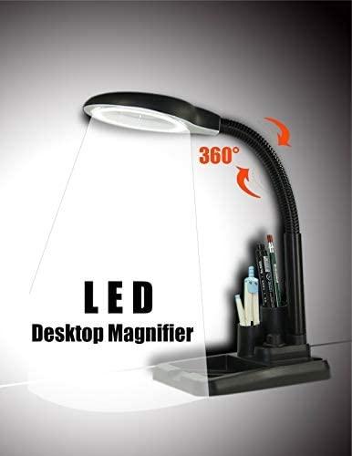 CTXDLK Magnifier Magnifying Lamp Adjustable LED Light Optical Equipment Stand Dimmable Crafts Multifunction for Precision Work Repair magnifiers