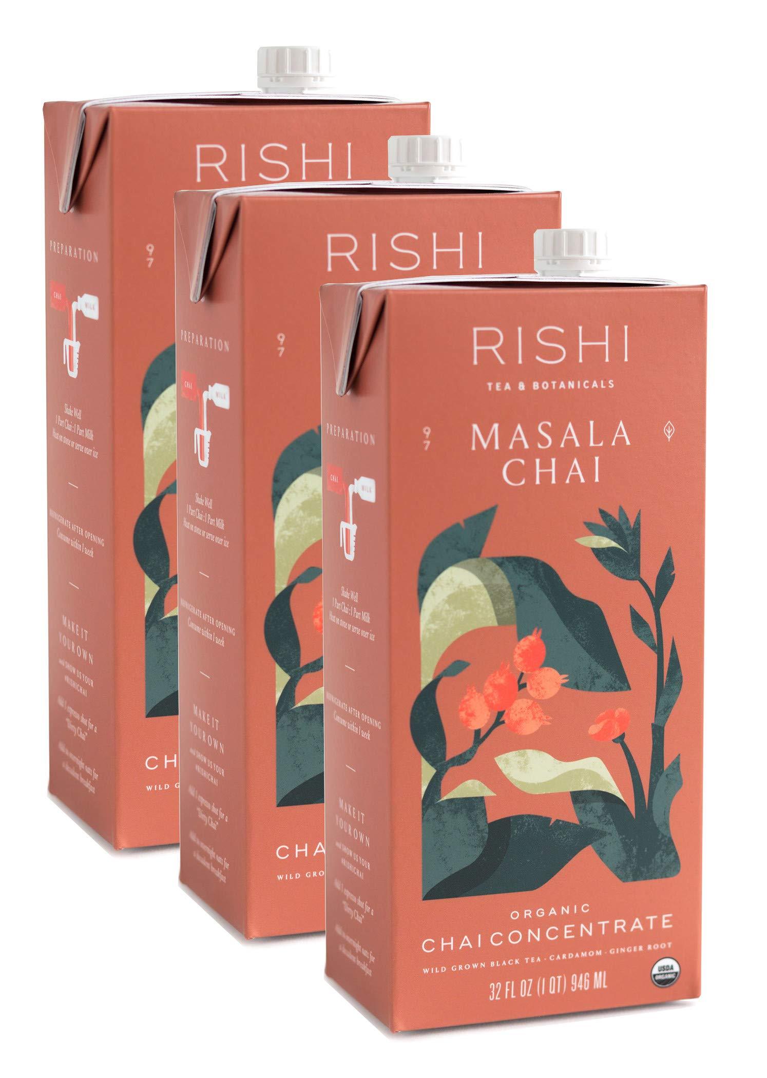 Rishi Tea Rishi Tea Masala Chai Latte & Turmeric Ginger Bundle - Organic Tea Concentrate, Easy-to-Serve Hot or Iced Chai Tea Mix - 32 fl oz Carton, 8 Servings (Pack of 6)