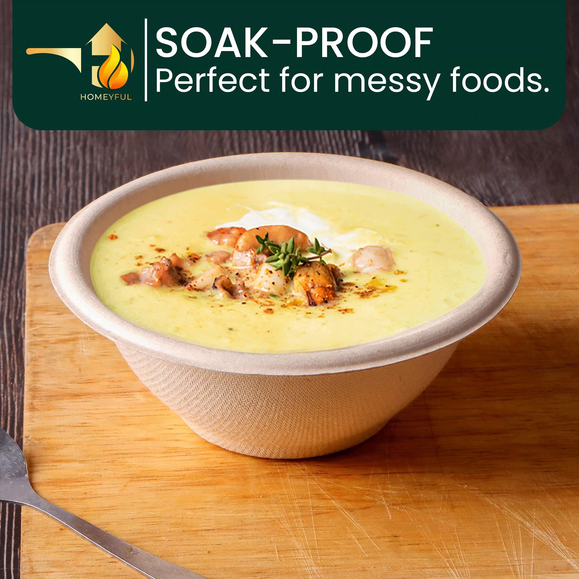 Homeyful Homeyful Disposable Paper Bowls - 100pack 8oz Compostable Paper Bowls- For Condiments, Ice Cream, Chili, Dessert and Chip Dips- Made of Natural Sugarcane Bagasse