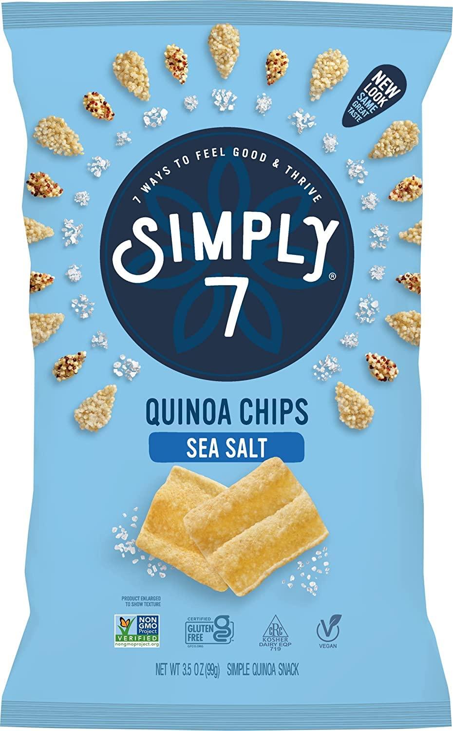 Simply 7 Simply 7, Quinoa Chips, Sea Salt, 3.5 Oz, 8 Pack, Non-GMO, Nut-Free, Vegetarian, Vegan Snack, Low Fat, Low Calorie, Plant-Based, Cholesterol Free