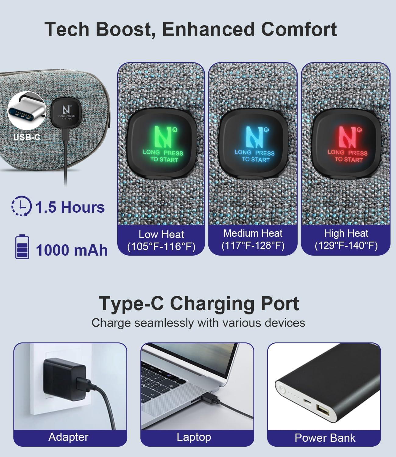 Aroma Season Aroma Season Heated Eye Mask Cordless, Warm Compress for Dry Eyes, Stye. Blepharitis, Chalazion, MGD, Machine Washable Perfect Light Blocking (Grey)