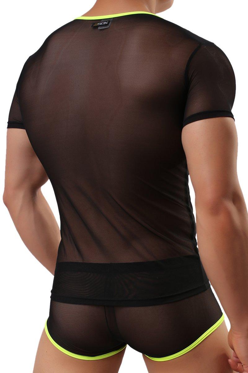 jjsox T-Shirt Jjsox Underwear Adult Health Care Sexy Mesh Jj1 (M, Black)