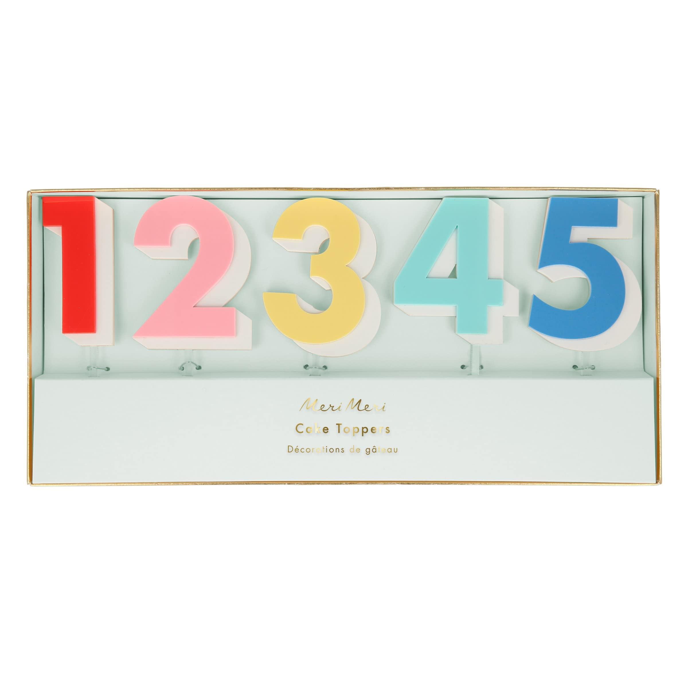 Meri Meri Meri Meri Rainbow Number Acrylic Toppers (Pack of 10)
