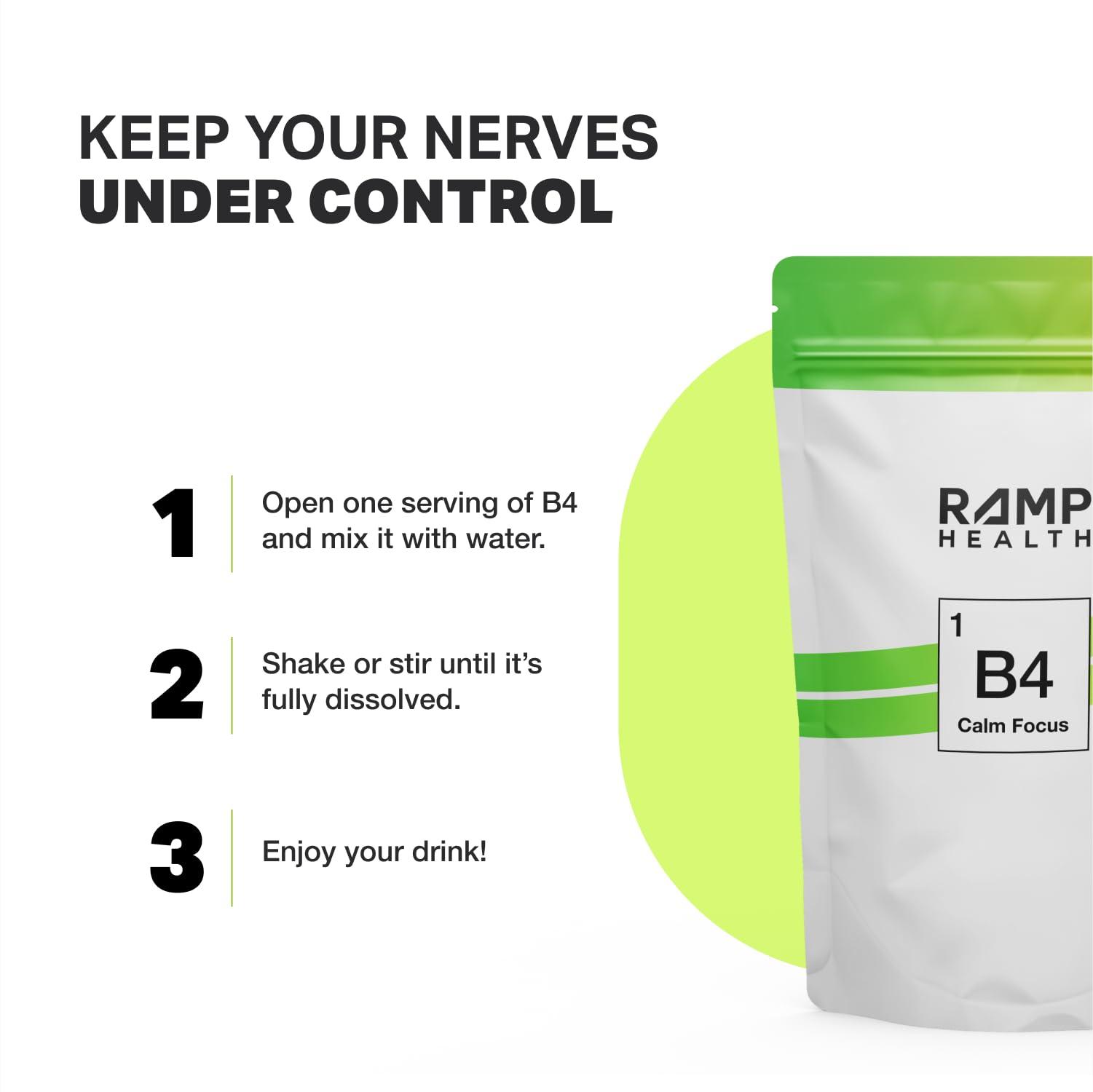Ramp Health Ramp Health B4 Calm Focus - Brain Supplements for Memory and Focus - Focus Supplement - Brain Supplement - L-Theanine, Lemon Balm Extract and More - Citrus Smooth - 20 Count, White