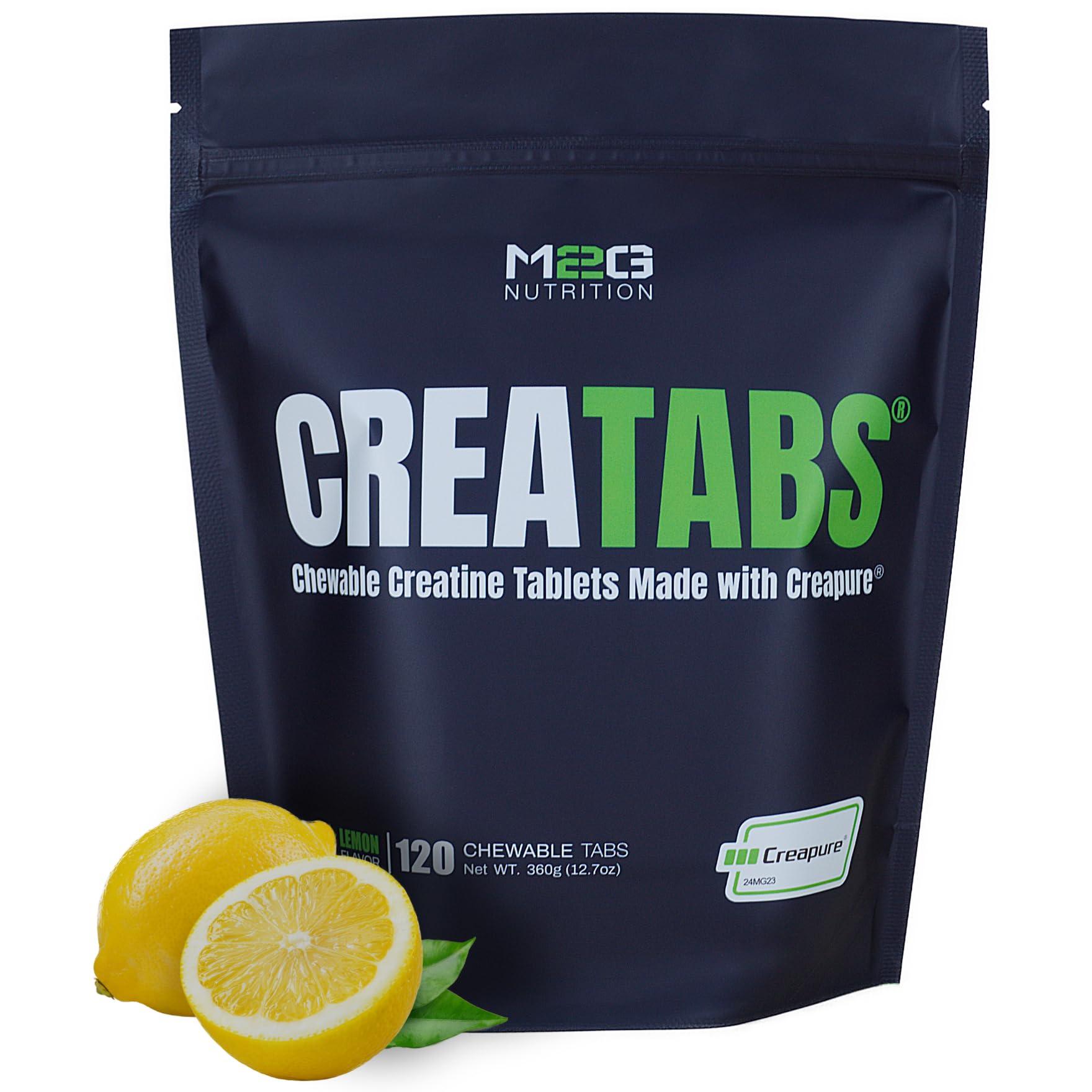 M2G Nutrition M2G Nutrition CREATABS, Creapure Creatine, 120 Chewable Tabs, Natural Lemon Flavor
