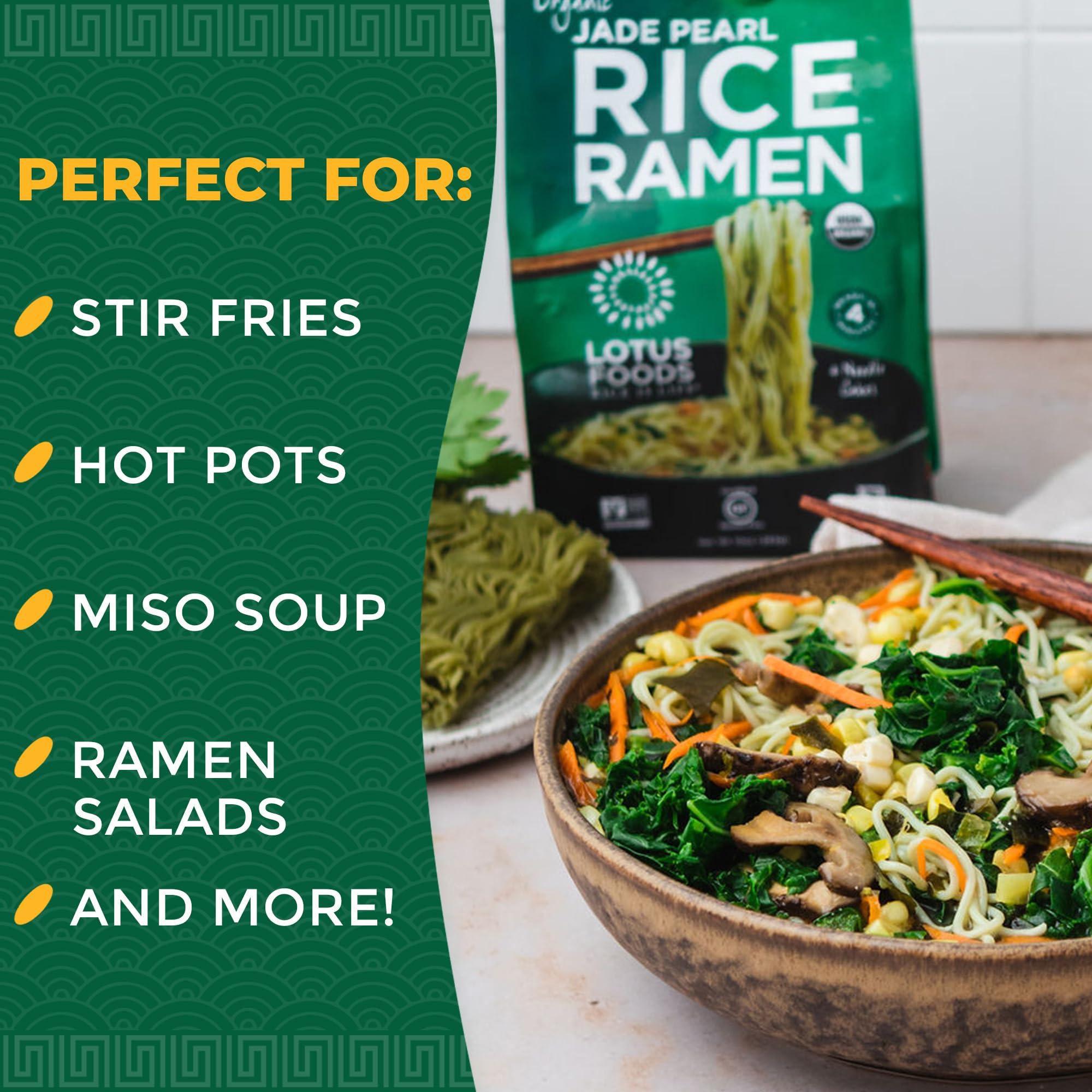 Lotus Foods Lotus Foods Organic Jade Pearl Rice Ramen Noodles - Gluten Free Instant Ramen Noodles, Vegan, Low Sodium, Made with Brown Rice Flour and White Rice Flour, Ready in 4 Minutes - 10 Oz (Pack of 6)