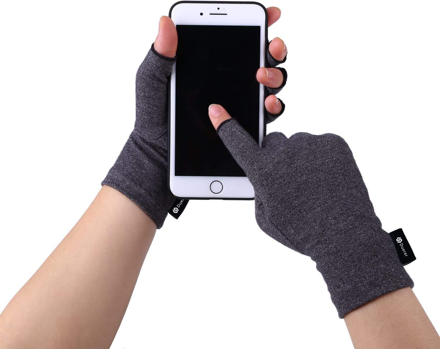 Duerer Duerer Arthritis Gloves, Compression Gloves for Women Men, Carpal Tunnel, Rheumatoid, Tendonitis, Fingerless Hand Thumb, Hand Pain, Fingerless Gloves for Computer Typing and Daily Work
