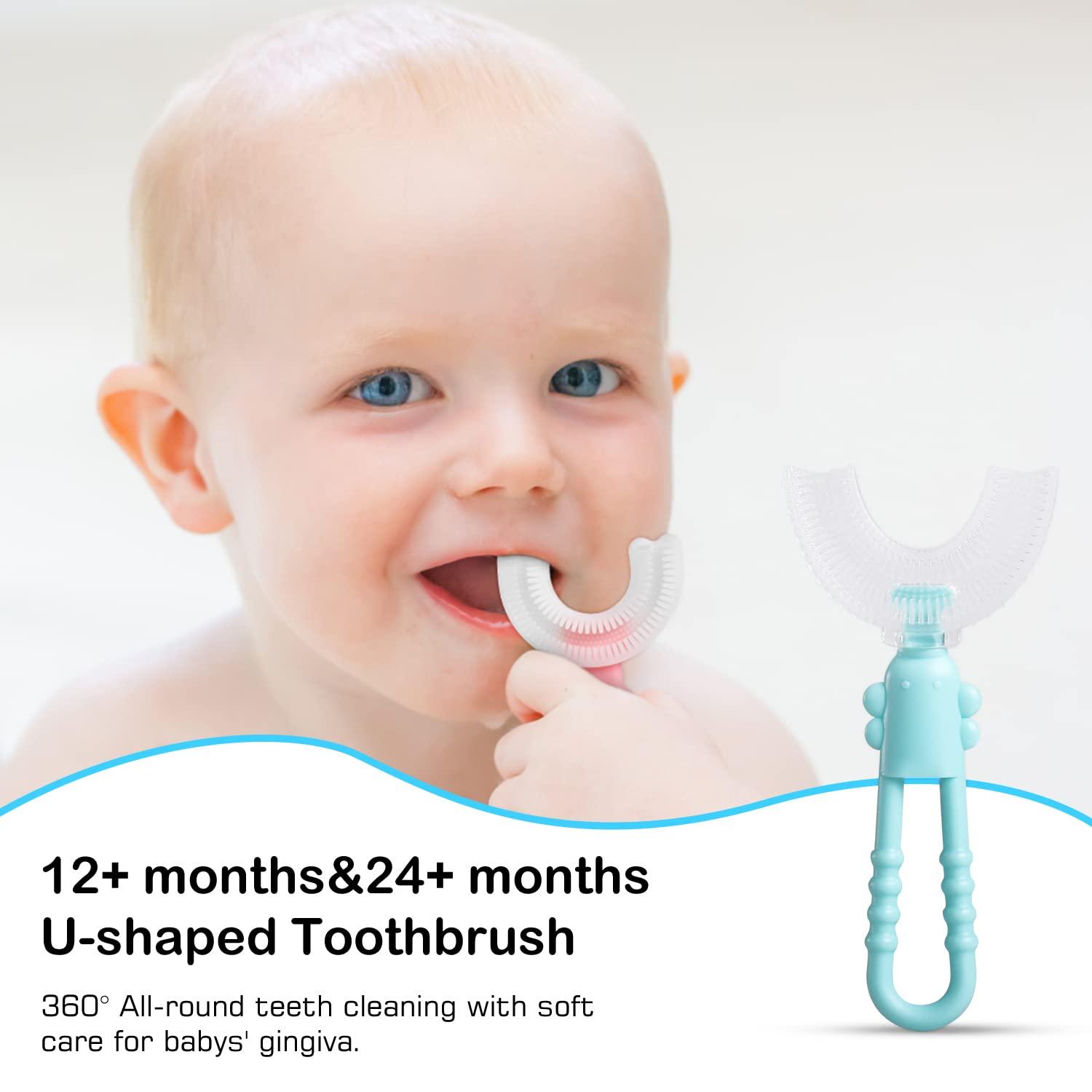 Frerdui Baby Toddler Infant Toothbrush 6 to 12 Months and Up Age 1 2 3 1-2 2-4 Year Old, 10 in 1 Toothbrushes Gift Set with Soft Finger U-shaped Brush Brushing Bristles for Newborns Kids Children Child