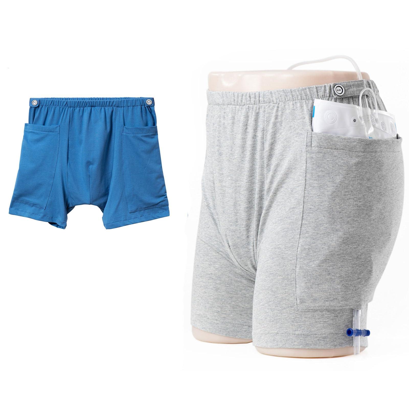 BsoNgo Urine Bag Pants,Shorts for Nephrostomy Bag,Leg Bag Holder for Men & Women,with 2000ml Urine Bag,Double Pocket Design Washable Breathable (XL)