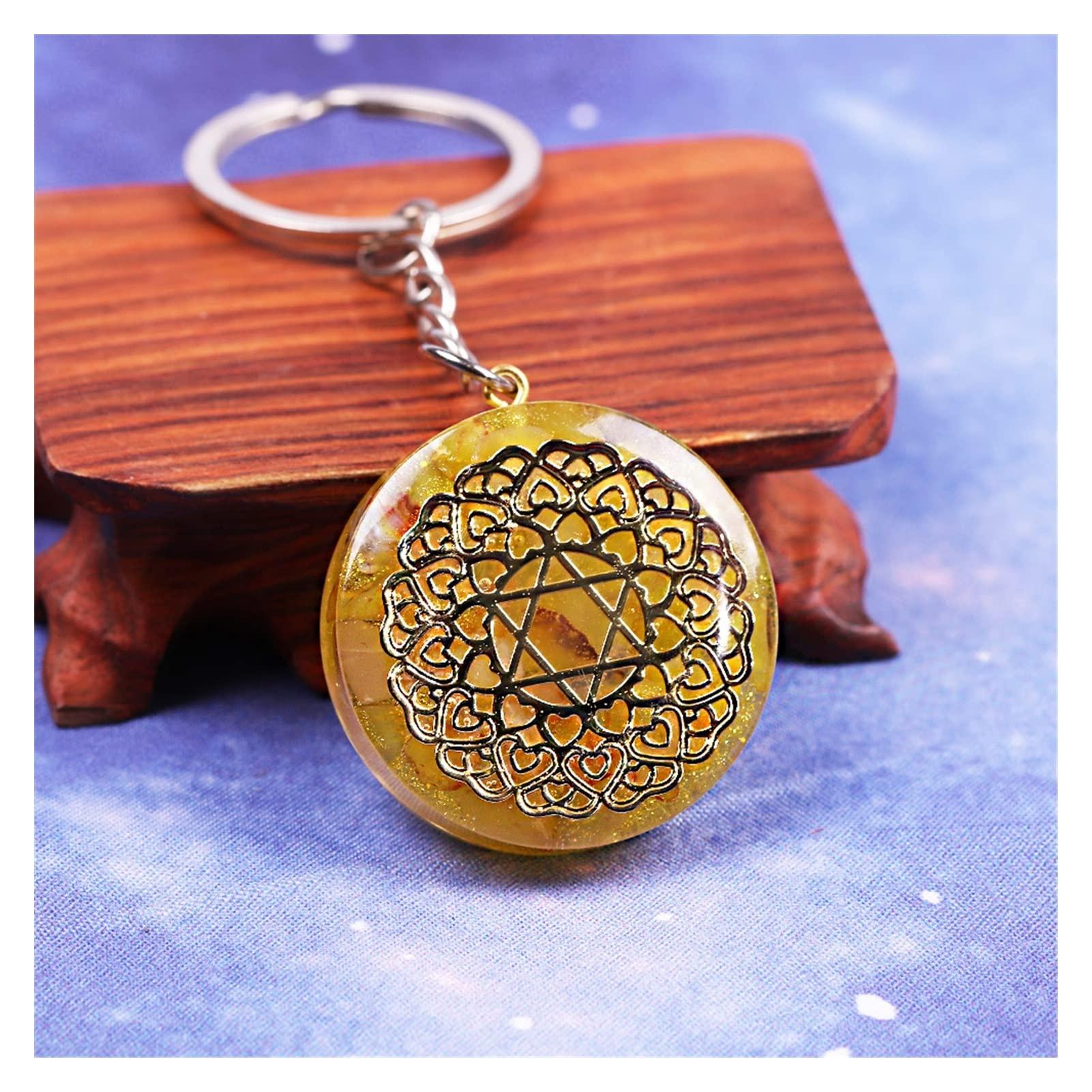 ZTBH ZTBH Orgone Pendant Orgonite Keychain Orgone Energy Pendants Keyring 7 Chakras w/Crystals Stones Orgone Pendant