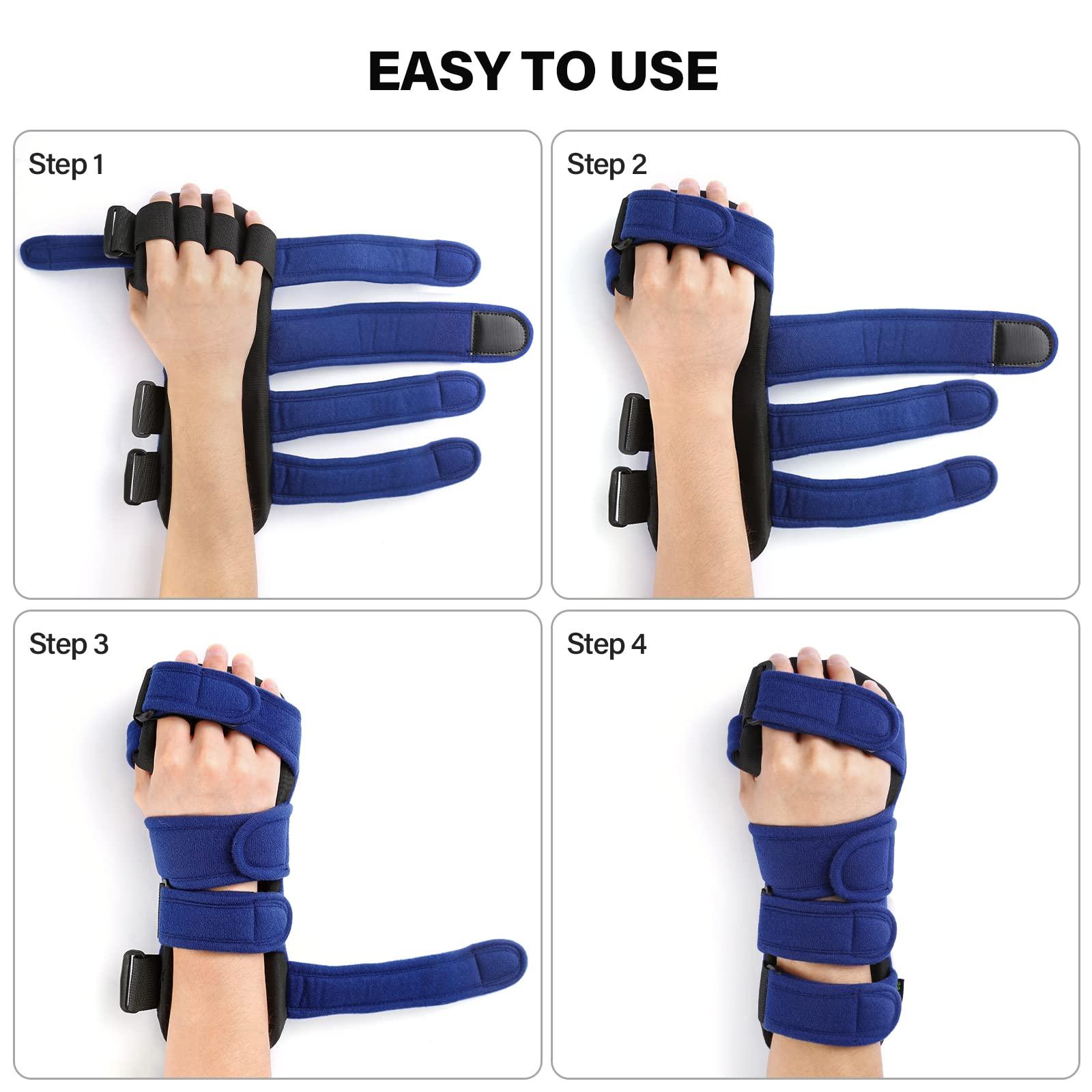 HOOMTREE HOOMTREE Stroke Resting Hand Splint Right&Left Resting Hand Splint with Finger Separator Functional Night Immobilizer Wrist Finger Brace for Carpel Tunnel Pain,Sprain Fracture,Tendonitis (Left,Blue)