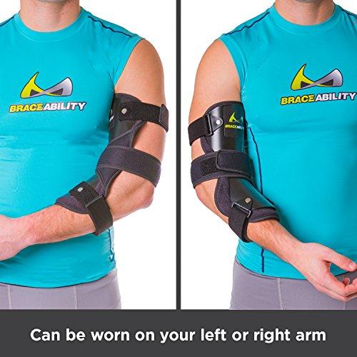 BraceAbility BraceAbility Cubital Tunnel Syndrome Elbow Brace | Splint to Treat Pain from Ulnar Nerve Entrapment, Hyperextended Elbow Prevention and Post Surgery Arm Immobilizer - M (MEDIUM/LARGE)