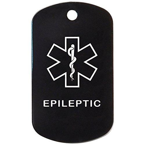 Goods For Giving Custom 2 Pack - Epileptic Medical Alert ID Necklaces with Black Custom Tags, Purple Silencers, and 30'' USA Chains