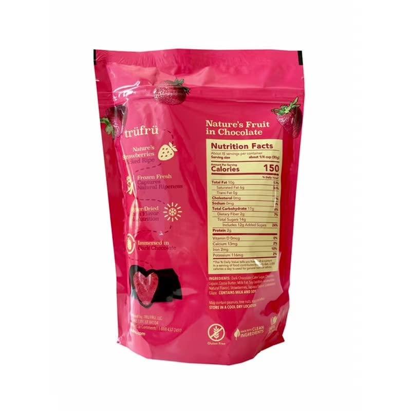 Tru Fru Tru Fru Nature's Strawberries Hyper-dried Fresh in Dark Chocolate, Gluten Free, Non GMO, 16 oz, 2 Pack